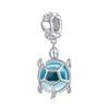 Argento 925 Fascino Conchiglia Blu Perla Marina Animale Tartaruga Stella Marina Ciondolo Adatto Bracciale Collana Gioielli Fai da Te