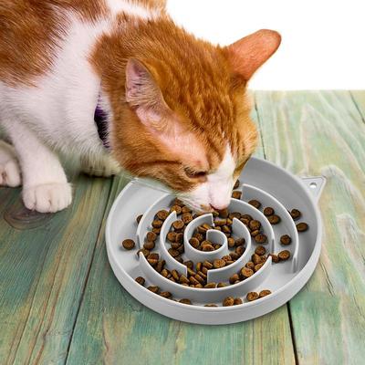 Kitten Slow Feeder Bowl Dry Wet Food Slower Feeder For Cat Spill-Proof Food Holder Maze Shape Non-Slip Dish For Balcony Bedroom
