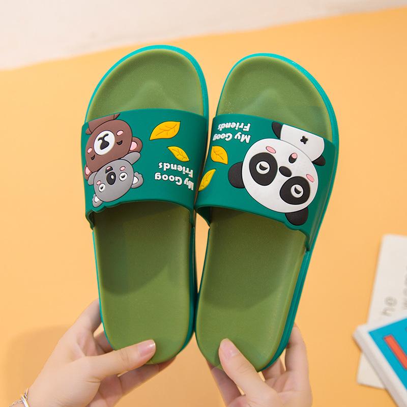 New slippers women's outer wear summer home indoor green cartoon bear cute wear-resistant bathroom cool slippers