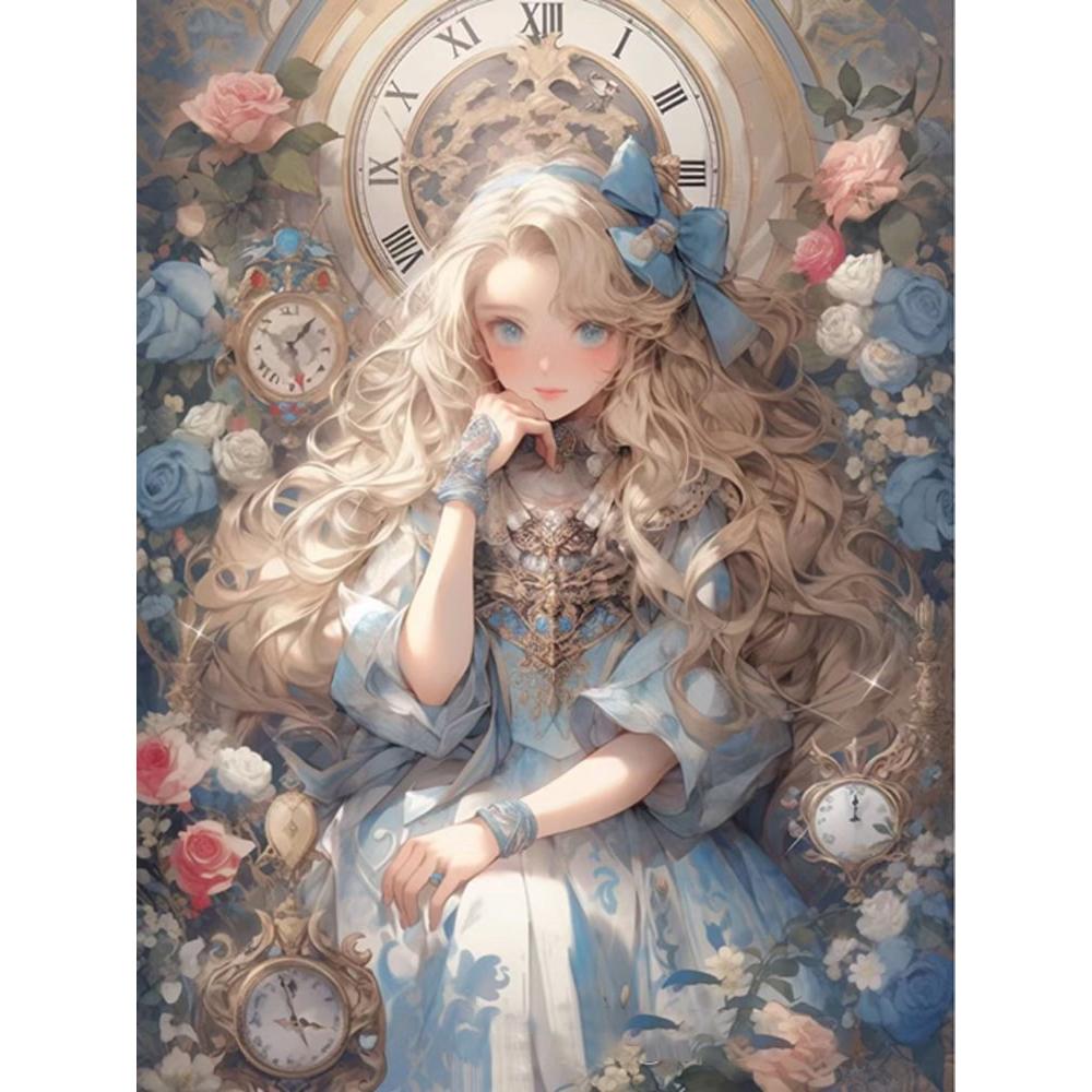 Alice in Wonderland Diamond Painting Art Mosaic Anime Girl Rose DIY Cross Stitch Kit 5D Full Drill Home Decor