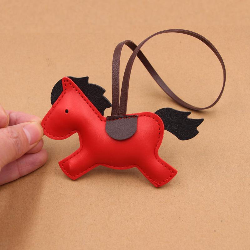 Pu Leather Horse Keychain With Strings Rope Fashion Bag Hanging Accessories Backpack Pendant Year Of The Horse Gift