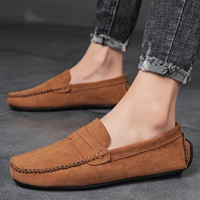 Modne męskie buty casual z zamszu, oddychające, wygodne, wsuwane, męskie buty do jazdy, luksusowej marki, męskie mokasyny, męskie buty leniwe