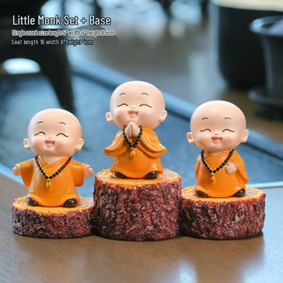 Creative Little Monk Ornament: Cute Zen Handicraft for Home or Office Decor