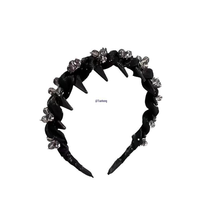 

Элегантная повязка на голову со стразами 2025: Роскошный высокий гребень для волос Black Rhinestone Headband