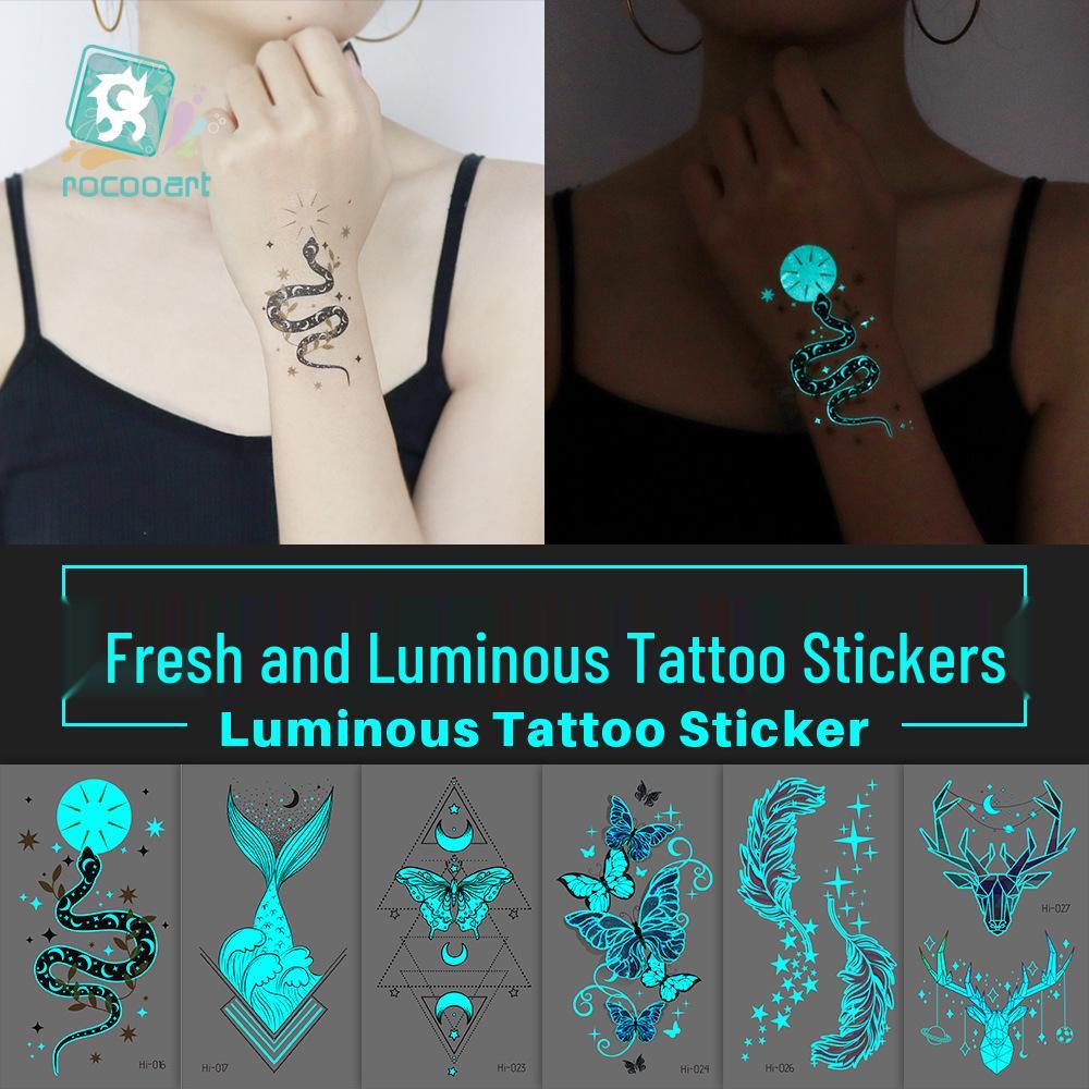 Leuchtende Schlangen- & Schmetterlings-Tattoo-Sticker - Wasserdicht für Festivals & Partys