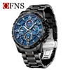 OFNS Men's Six-Hand Multifunctional Waterproof Quartz Watch with Large Dial and Steel Strap