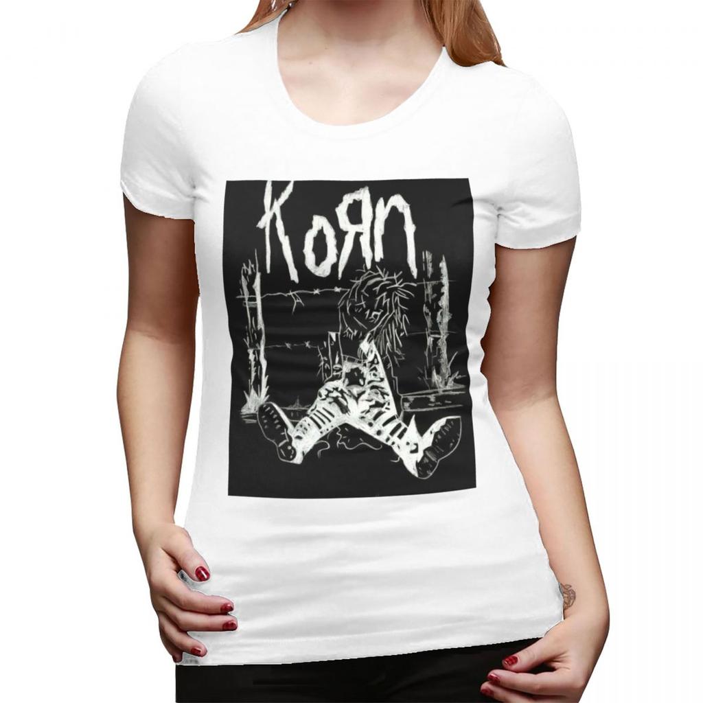 Korn Rock Music TShirt for WOMEN ONeck Streetwear T Shirts WOMENs Short Sleeve Summer Clothes Tops