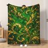 1pc Flannel Blanket Elegant Green Golden Leaves This Shawl/blanket/nap Blanket/sofa Blanket Is Soft Comfortable and Warm Suitable