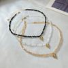 Boho Schwarze Kristallperlen Halskette für Damen Metall Herz Anhänger Weiblicher Eleganter Schmuck Luxuriöse Strass Choker Halsketten