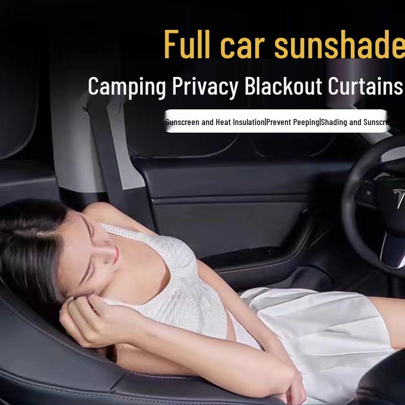 

Tesla Model 3/Y Privacy Sunshade (New) - Sun Protection, Heat Insulation, Opaque Camping Shade Double Layer Triangle