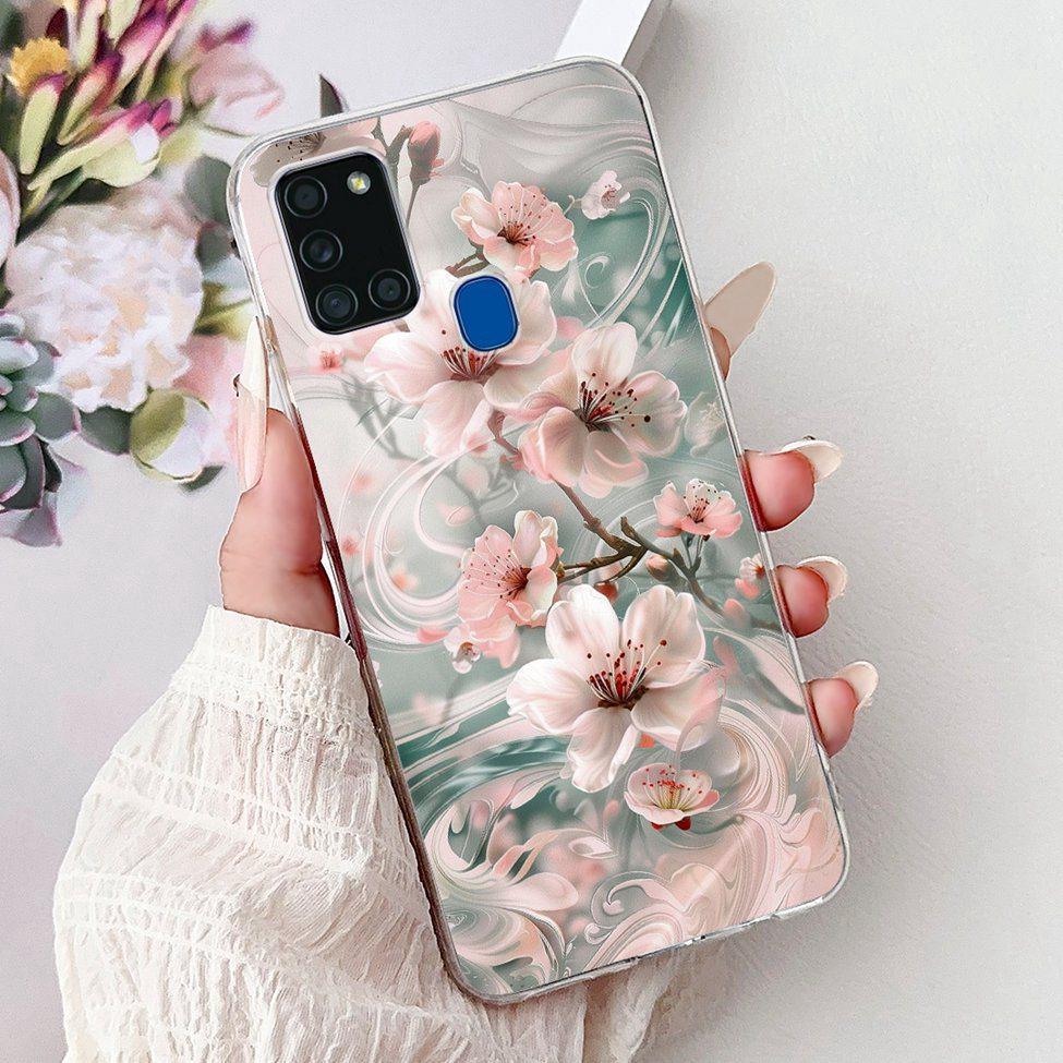 For Samsung A21s Case Cover Clear Fashion Luxury Cute Painted Back Cover For Samsung Galaxy A21s Phone Case A217F A217M A217N