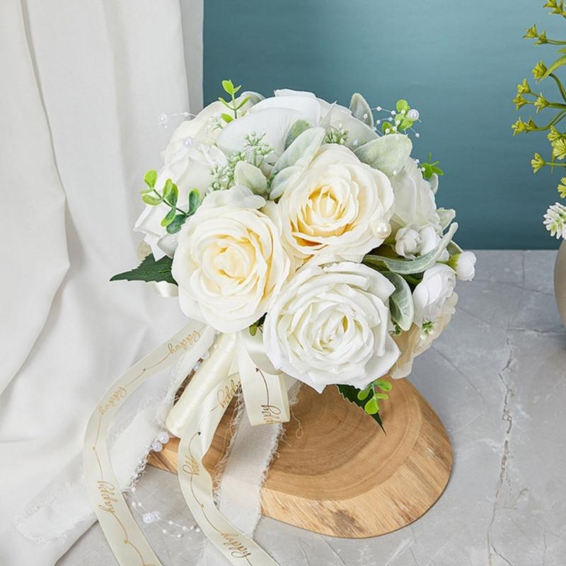 Bridal Bouquets for Wedding, Simulation Rose Bride Wedding Bouquet Wedding Decorations for Ceremony, Anniversary