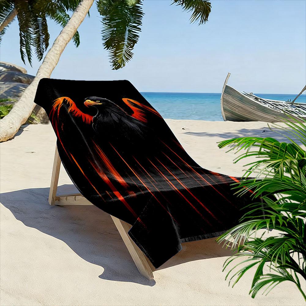 Fierce blazing eagle wings Print beach towel, quick drying, suitable for travel, outdoor sports, jogging, the beach and swimming, gift