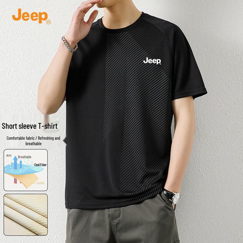 JEEP Men s Casual Striped Short Sleeve T-Shirt 4XL