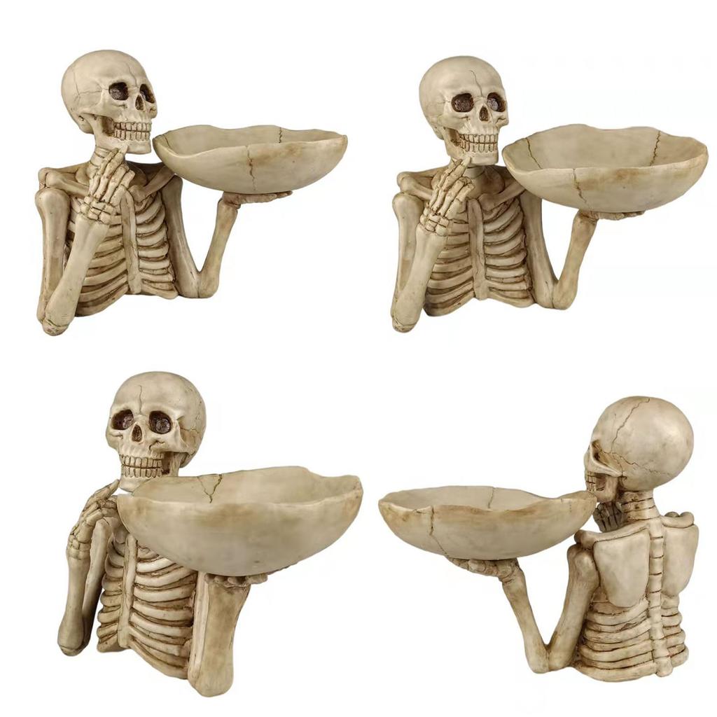Halloween Gotisk Dödskalle Serveringsskål Skelett Snack Nyckel Förvaringsbricka Skrivbordsförvaring Snacks Catchall för Halloween Festprydnad