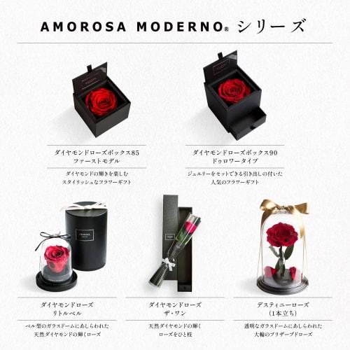 AMOROSA Preserved Flowers in a Diamond Rose Box 85 "You're My One and Only" with Shopper, Bright Red Roses, Perfect Gift for Birthdays, Weddings, Anni