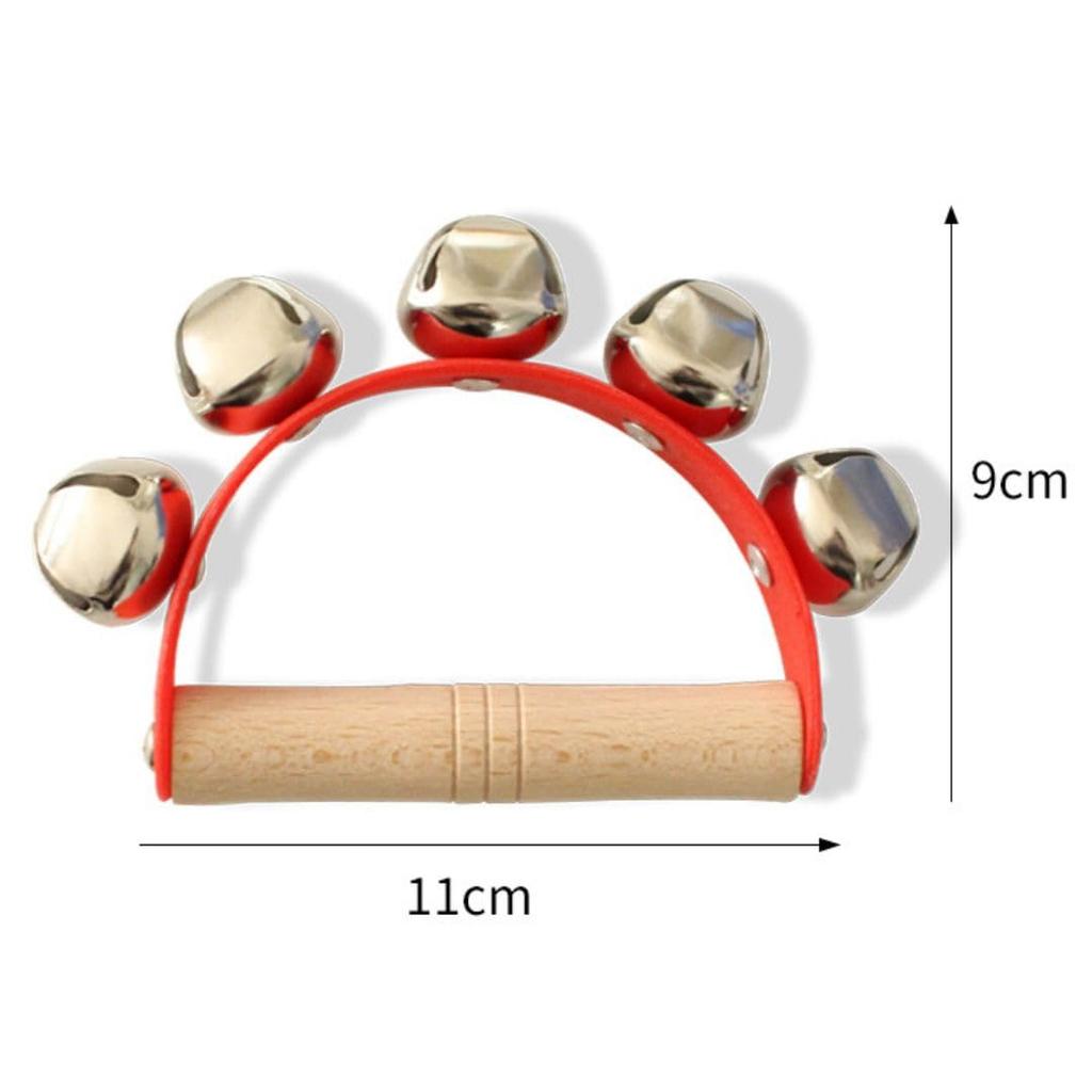 Cobalt Planet Percussion Instrument and Jingle Perfect for Music and 5-Piece Set Tambourine, Castanets, Handbells, Triangle, Bells. Beginners,