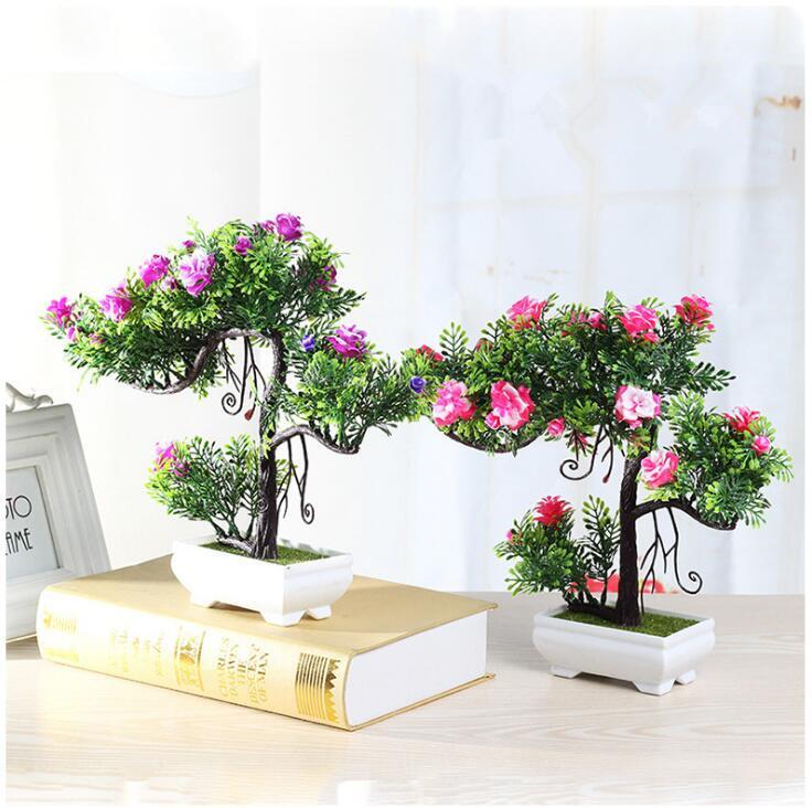 Artificial Plants Potted Bonsai Green Small Tree Plants Fake Flowers Potted Ornaments for Home Garden Decor Party Hotel Decor