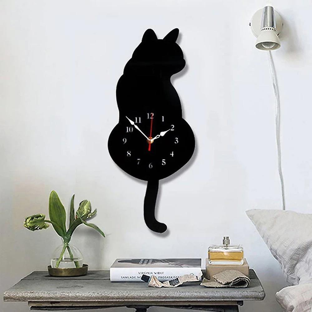 Nordic Cat Wagging Tail Wall Clock Stylish Durable Wall Hangings Clocks for Living Room