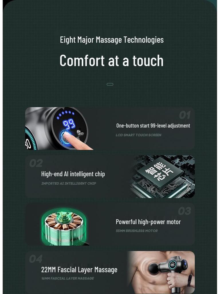 אקדח עיסוי VTT - דגם 99, אקדח עיסוי מקצועי להרפיית שרירים 99 הילוכים