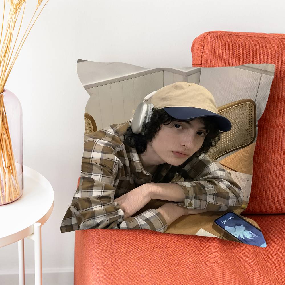 FFinn Wolfhard Mike Stranger Pillow Case Plush Fabric Soft DoubleSided Printed Sofa Warm Winter Home Gift Cushion Cover
