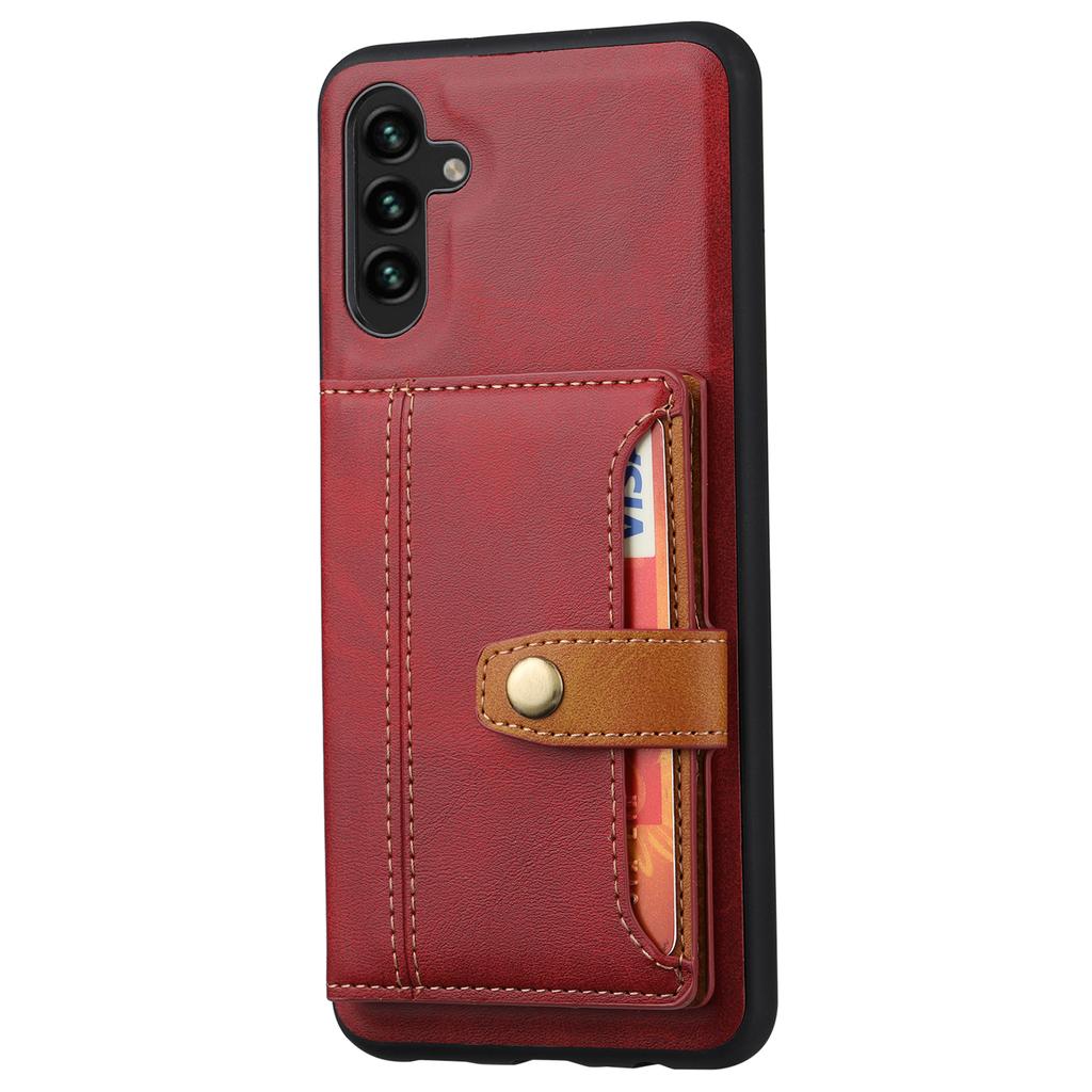 For Samsung Galaxy A55 5G Phone Case Card Holder PU Leather+TPU Kicsktand Cover