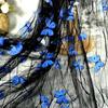 Black Transparent Blue 3D Butterfly Flower Lace Mesh Fabric Transparent Wedding Dress Designer Fabric