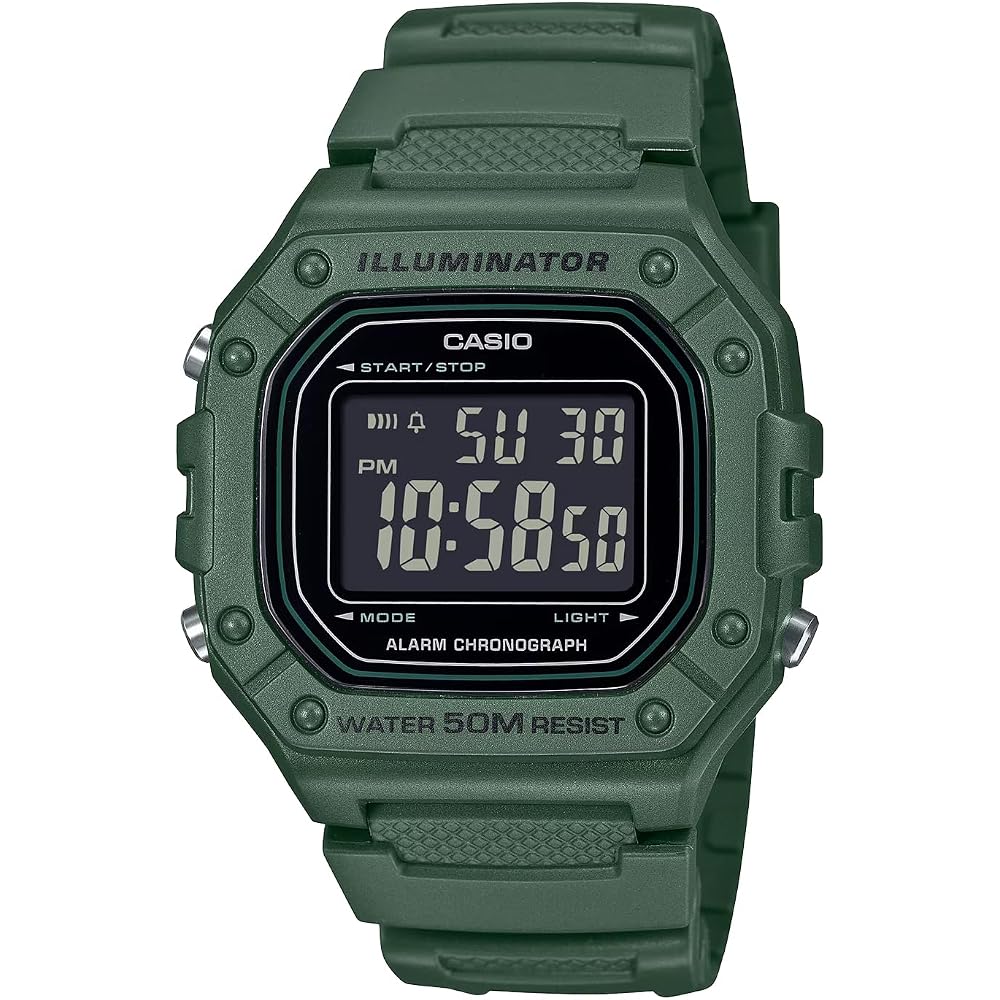 [Casio] CASIO Standard Digital Watch W-218H-3BV Men s & Women s Cheap Casio Deep Green Inverted LCD Overseas Model [Parallel Import]