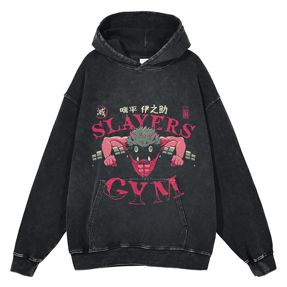 Japan Anime Demon Slayer Rengoku Kyoujurou Graphic Washed Hooded Men Manga High Quality Hoodies Harajuku Male Cotton Sweatshirt
