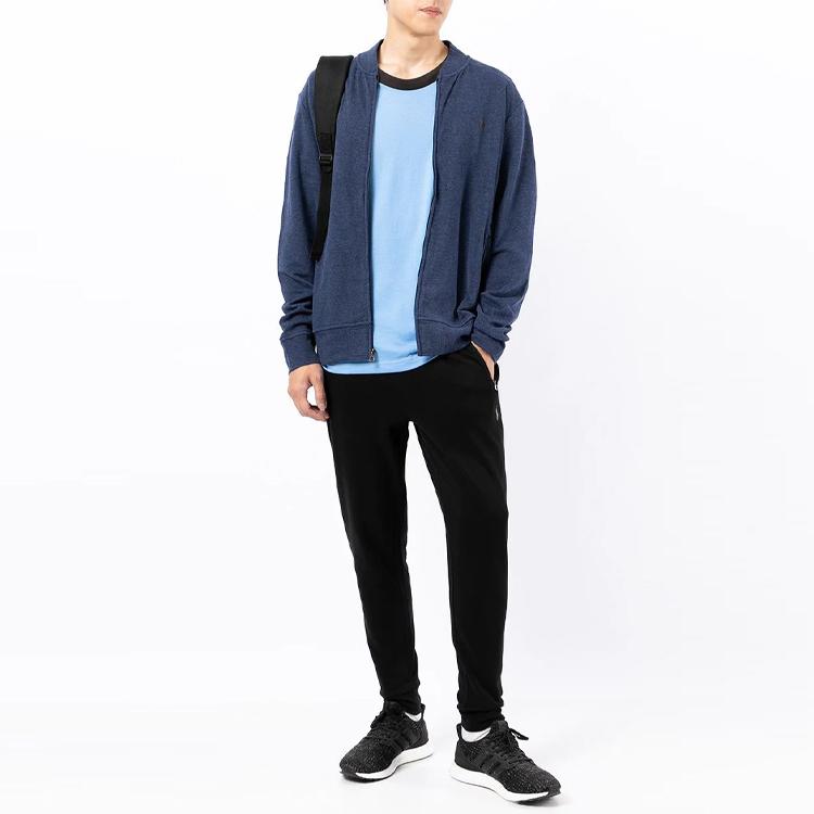 Suéter de Malha com Zíper Frontal Sólido com Logotipo Polo Ralph Lauren Masculino Azul 710842844-002