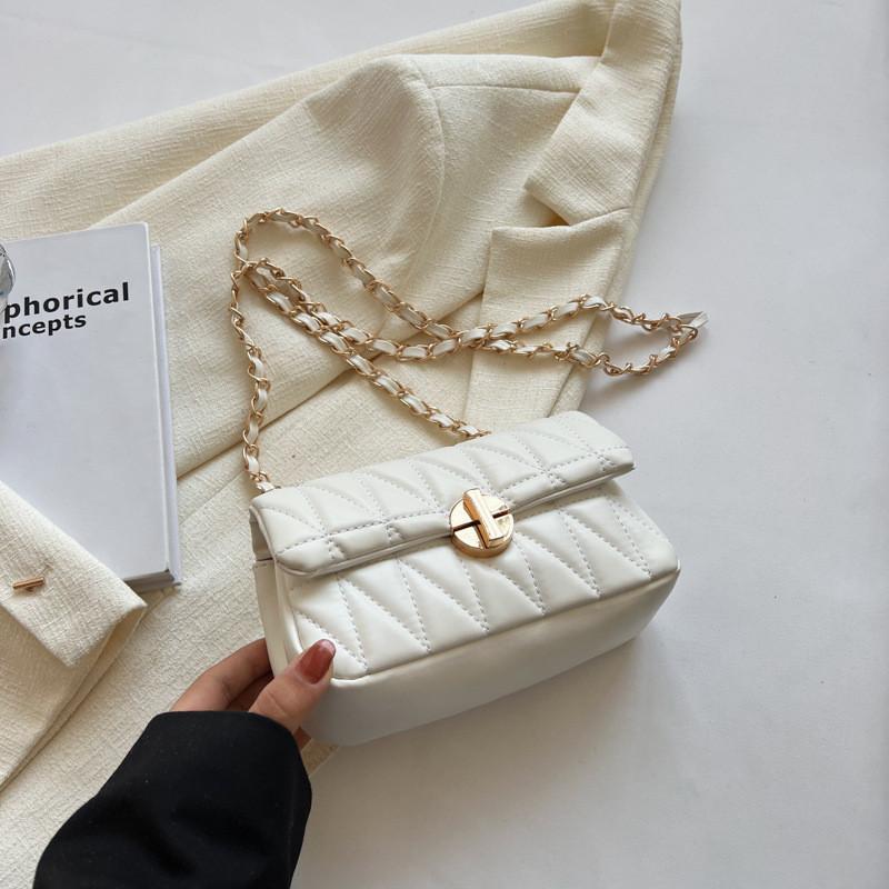 Trendy Quilted Square Shoulder Bag For Women 2023 Fashion Pu Leather Chain Crossbody