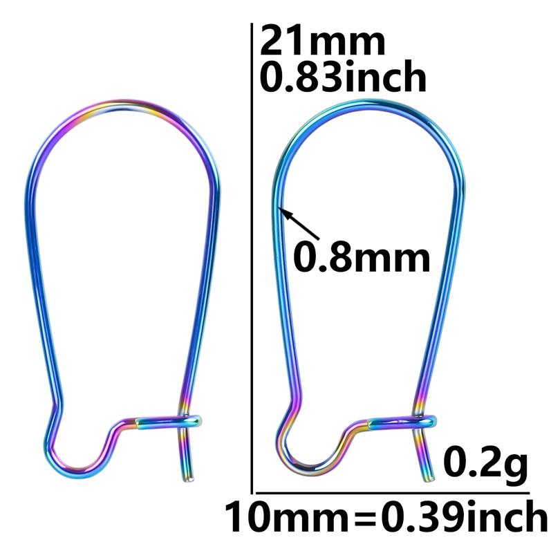 50pcs/Lot Rainbow Ear Hooks For Jewelry Making Earrings Ear Piercing Hoop Stainless Steel Jewelry Findings Wholesale Components