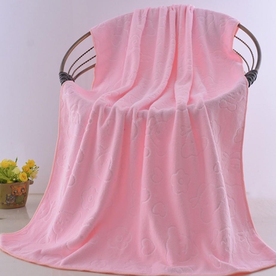 

Embossed Little Bear Superfine Fiber Bath Towel - 200g, Soft, Water Absorbent, Non-Shedding, Available in Five Colors 70x140 cm розовый