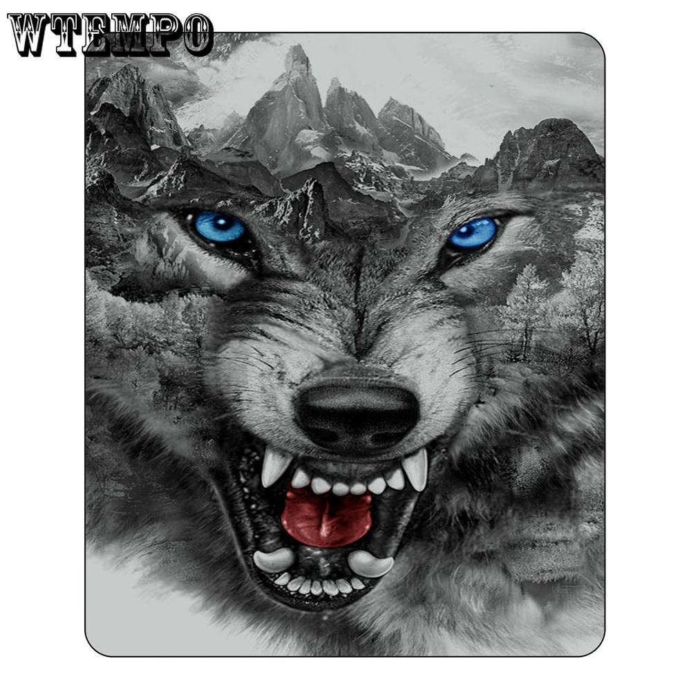 New 3D Wolf Printing Theme Blanket Housewarming Gift Decoration Summer Blanket Plush Blanket
