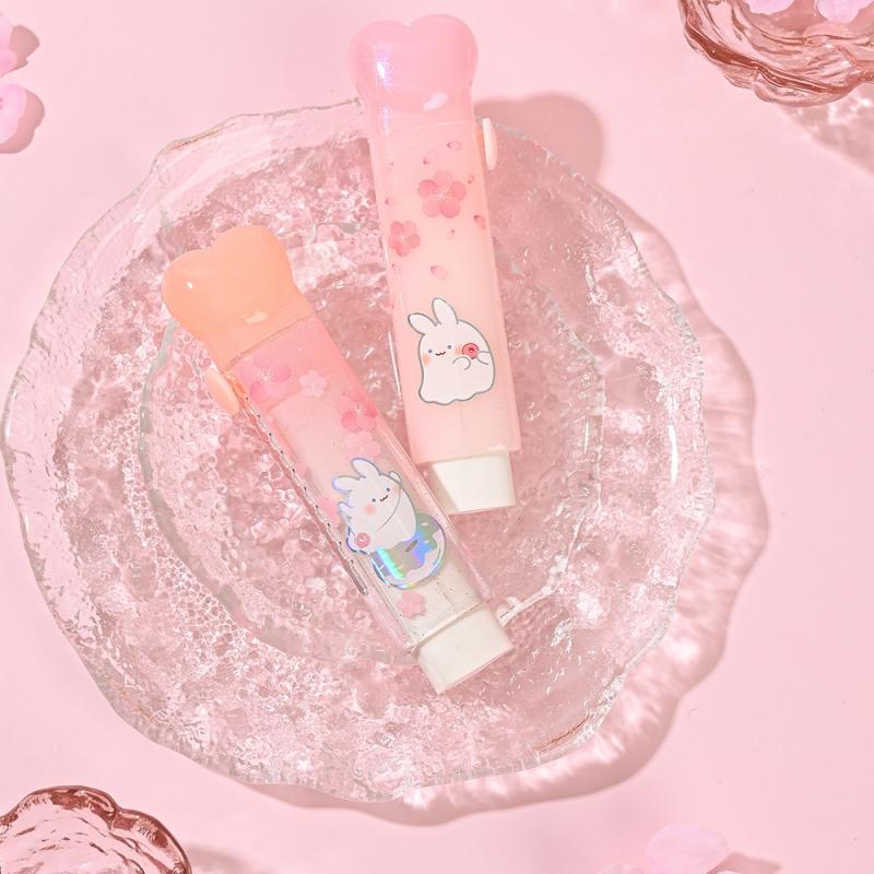 4pcs Retractable Pencil Erasers, BoYoYo Rabbit & Flower series Sliding Type, for Correcting Back to School Student Kids