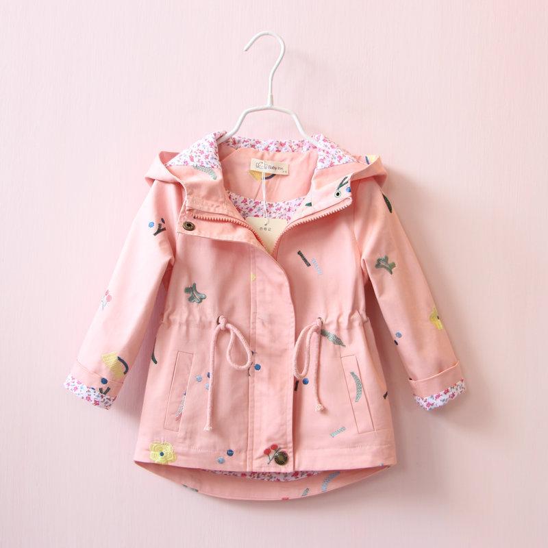 

Spring Autumn Girls Windbreaker Coat Jackets Baby Kids Flower Embroidery Hooded Outwear Baby Kids Coats Jacket Clothing 140cm