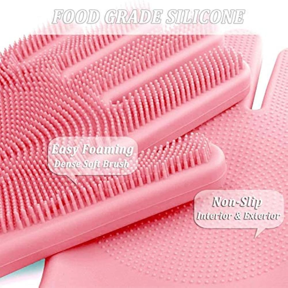 Reusable Silicone Cleaning Gloves w/ Scrubber – Heat Resistant for Kitchen, Bathroom, Car & Pet Care