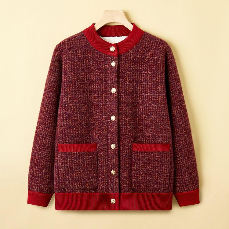 Short Style, Fashionable, Middle-aged and Elderly Women's Mother's Clothes, New Winter Tops, Plus Velvet, Thickened Mother's Autumn and Winter Jacket