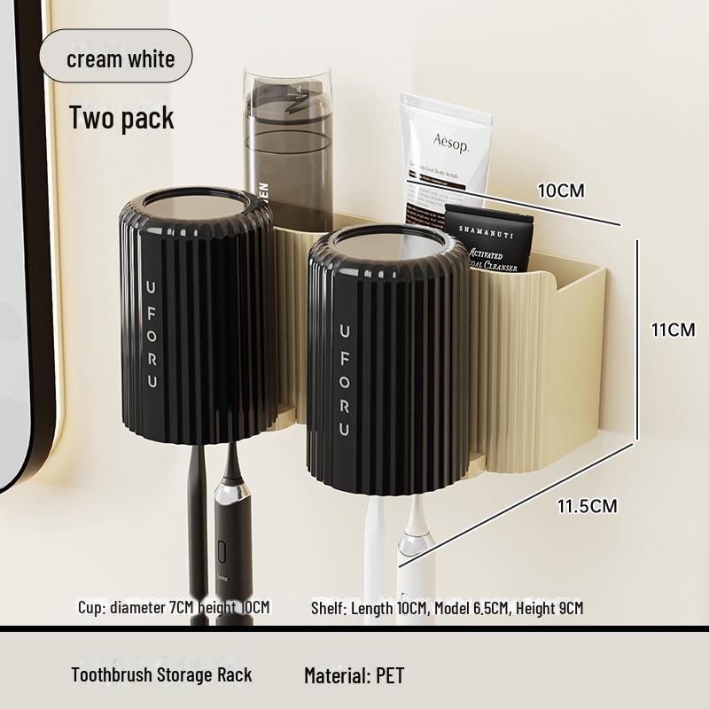 Wandmontierter Zahnbürsten- und Tassenständer ohne Lochung zur Aufbewahrung im Badezimmer