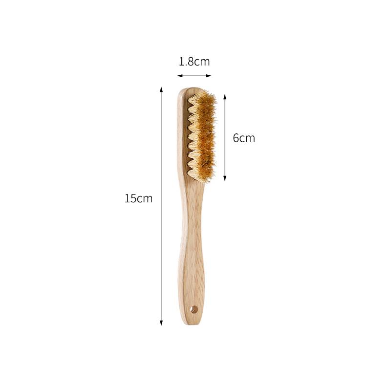 1PC Small Solid Wood Long Handle Boar Bristle Nail Brush - Natural Portable Hand Care Tool for Nail Gap Cleaning