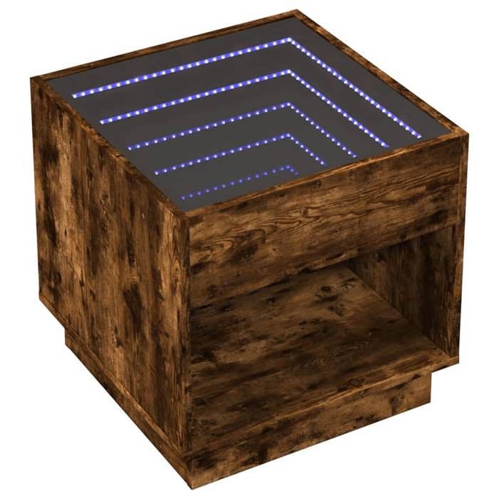 Table de chevet - Maison Exclusive - LED infini - Chêne fumé - 50x50x50 cm