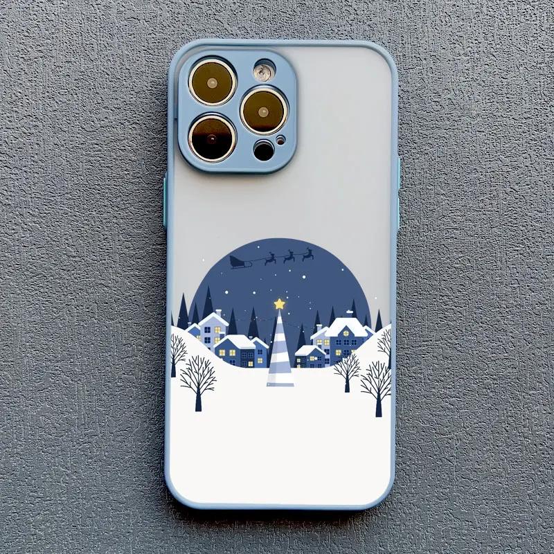 Christmas Winter Snow Scenery Phone Case For iPhone 16 15 14 13 12 11 Pro Max Mini X XS XR 7 8 Plus Shockproof Hard Cover Fundas