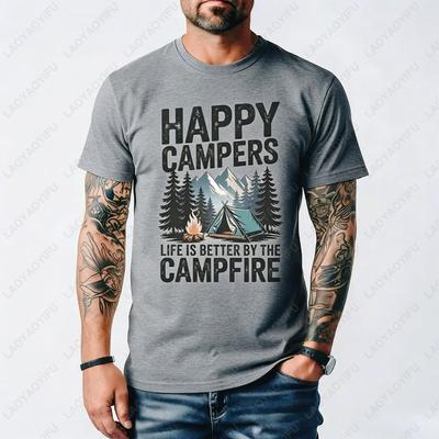 Camp Crew Unisex Baumwollhemd Abenteuer Camping Geschenk Naturfreund Vintage Rundhals Bedrucktes T-Shirt Herrenbekleidung Ropa Hombre Camisetas