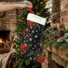 Christmas decoration fireplace hanging stocking2D Flat Printing 1pc Christmas Snowflakes And Poinsettias Graph