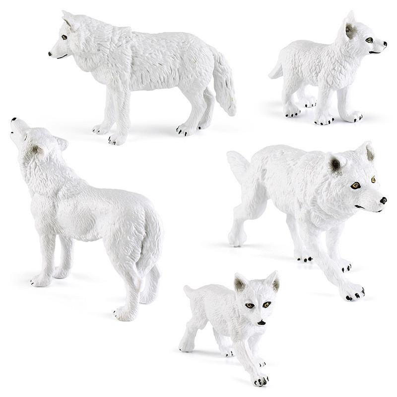 High Quality Pvc Arctic Wolf Figurine Set Including Howling And Standing Wolves