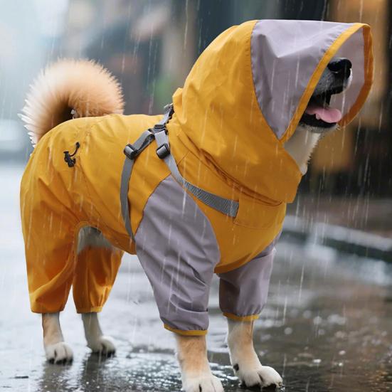 Haustier Regenmantel mit Kapuze Hunde Regenjacke Doppellagig Wasserdicht Poncho Outdoor Regenbekleidung