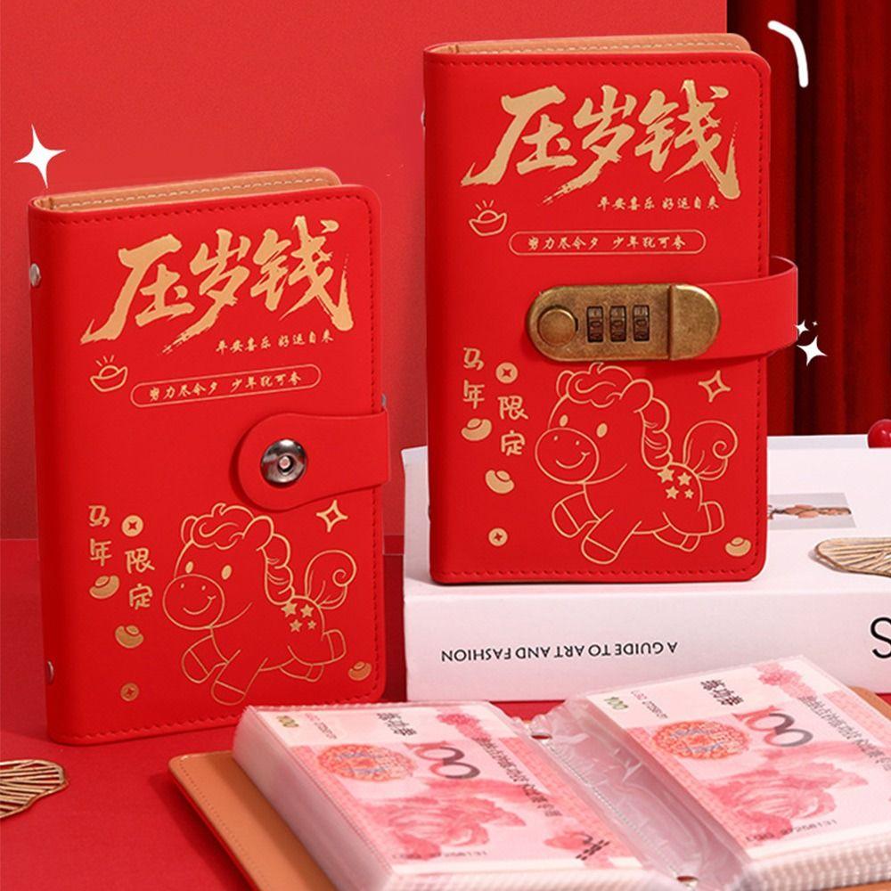 With Password Lock 100 Envelopes Money Saving Challenge Lucky Money PU Money Collection Book Reusable Large Capacity