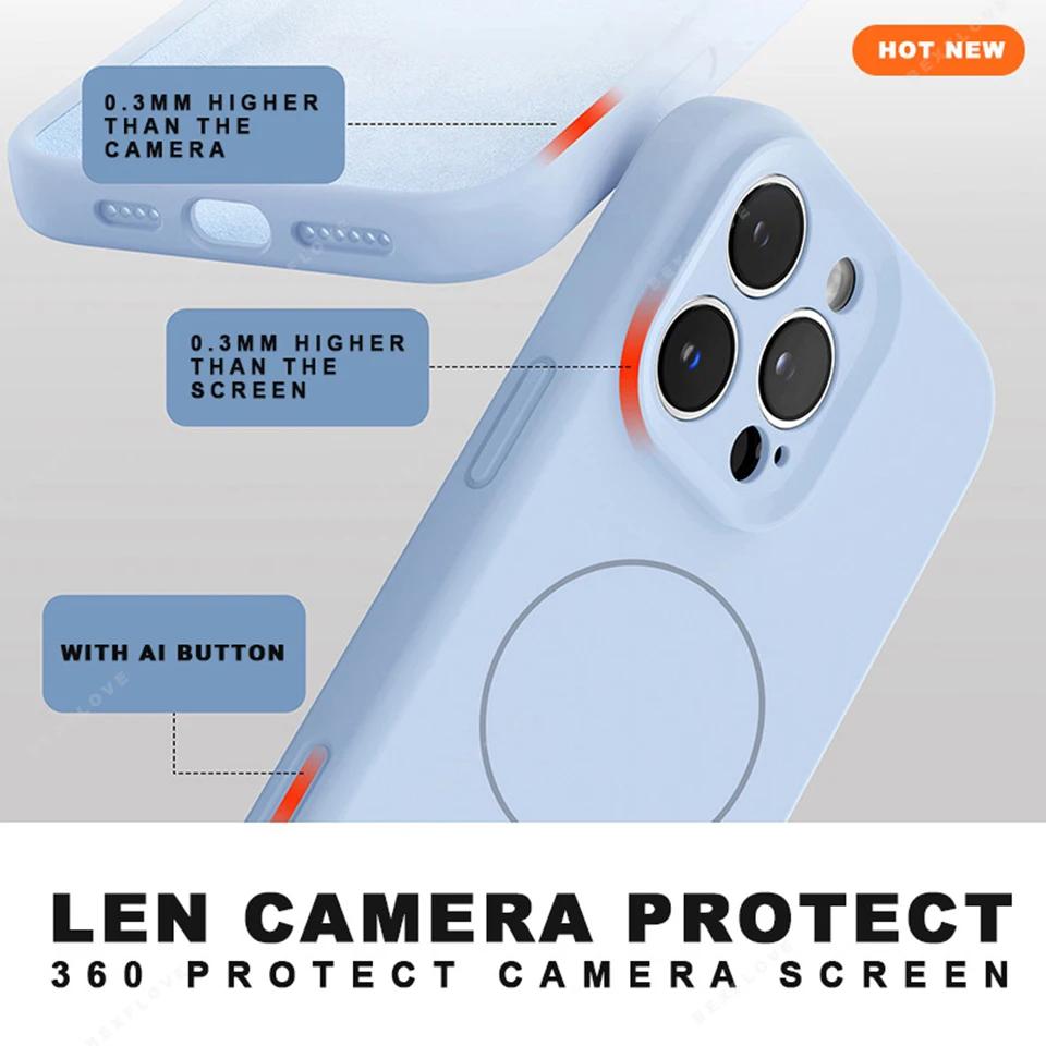 Matowe silikonowe etui Liduid z magnesem na telefon iPhone 15 14 16 Plus 11 12 13 16 Pro Max Magsafe Charge Protector Soft Cover