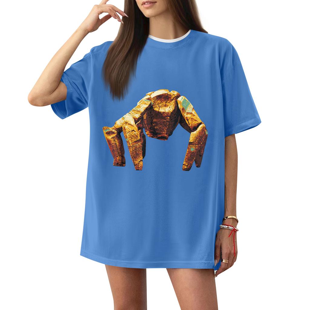 Women's Casual Printed T-Shirt Round Neck Pullover Short Sleeve Top