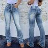 Grenzüberschreitend 2026 Amazon Europa und die Vereinigten Staaten beliebte retro elastische Tasche Stickerei Patchwork gewaschen Micro-Stretch Jeanshose Damen